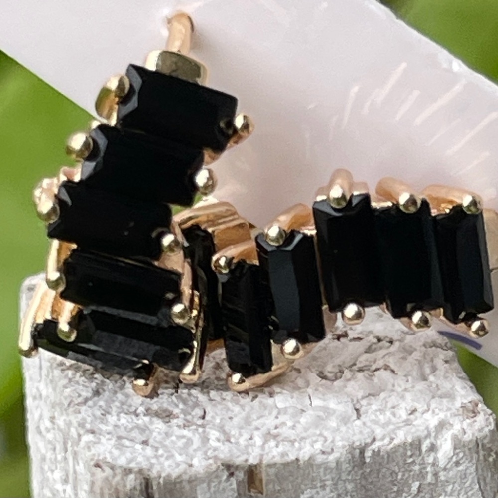Black 14K Gold Plated Earrings